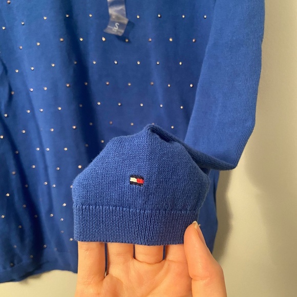NWT TOMMY HILFIGER COBALT BLUE COTTON KNIT LONG SLEEVE SWEATER PREPPY ACADEMIA - Picture 4 of 6